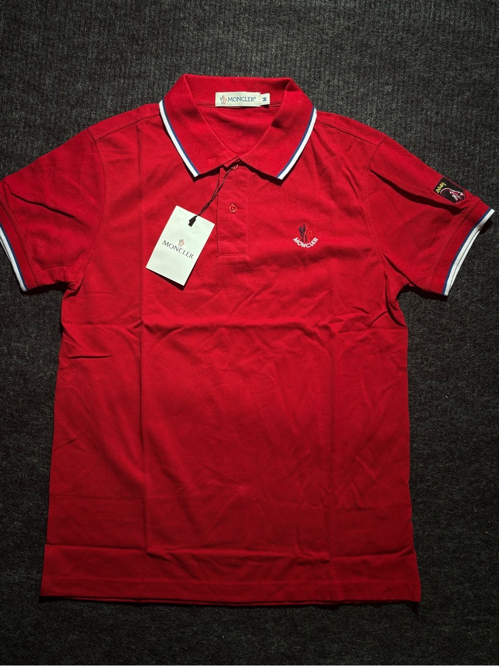 Moncler Men's Red Polo Shirt Size M